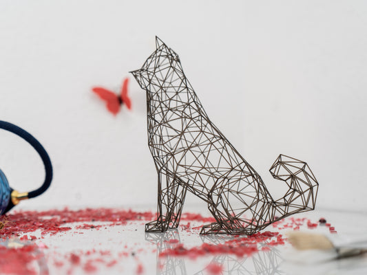 Adorable Akita Dog Sculpture