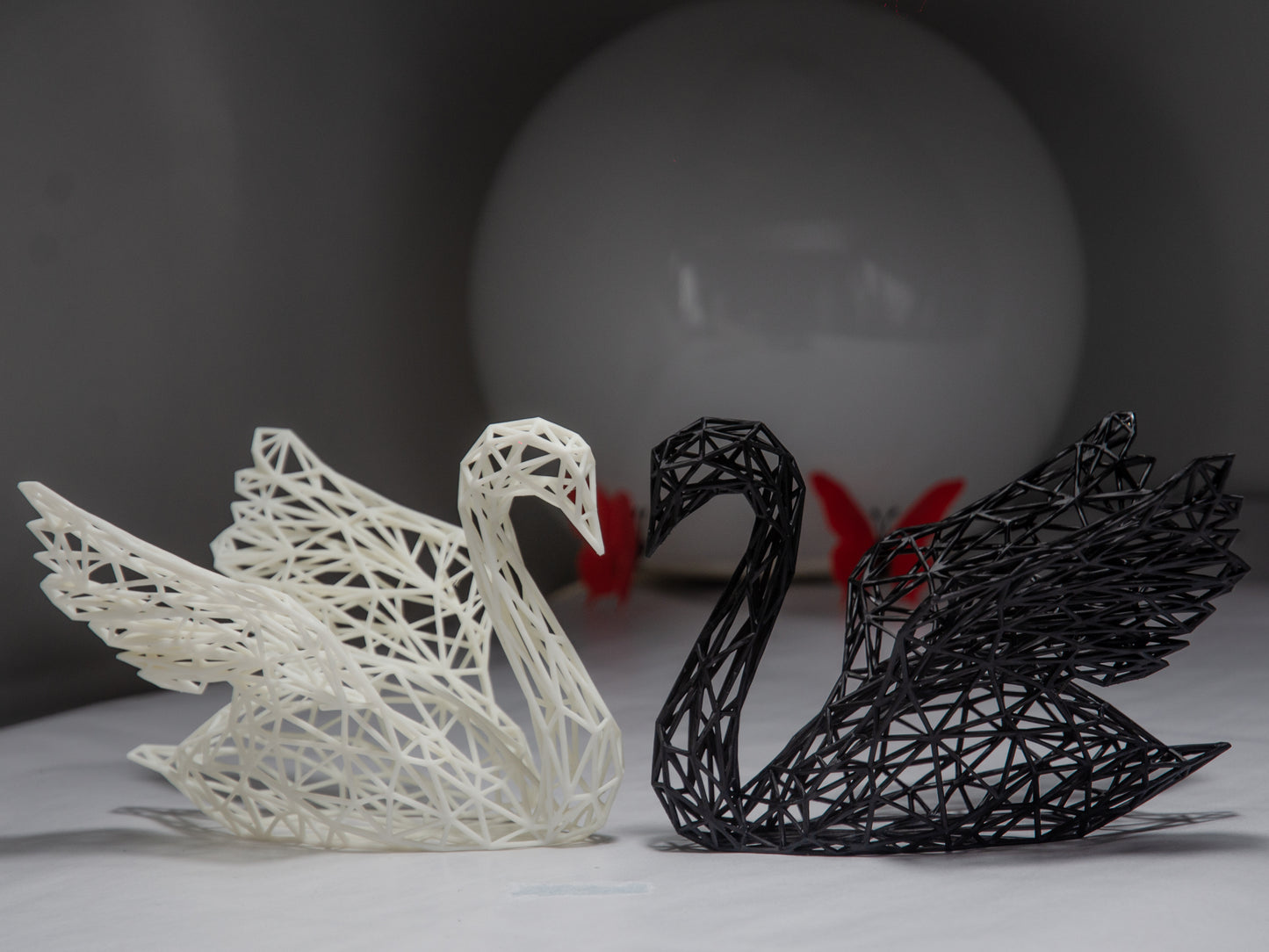 Geometric Swan Couple - Minimalistic Design