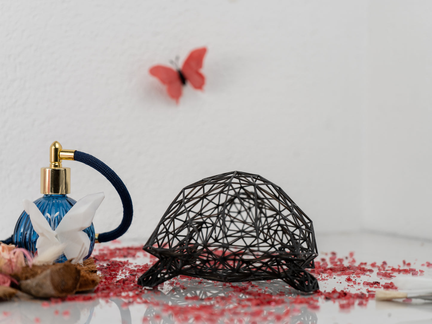 3D-Schildkrötenskulptur im Drahtgitterdesign