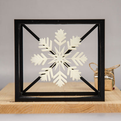 Snowflake Cube –  Snowflake Sculpture - Minimalist Cube Design for Winter-Inspired Home Decor