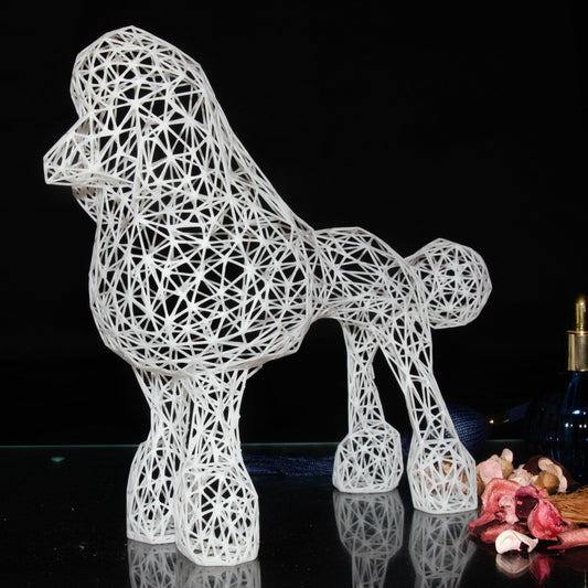 Elegante Pudelskulptur aus Draht – Moderne Hundedekoration für Zuhause und Büro 