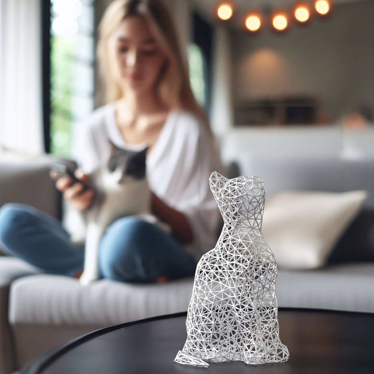 Unique Sitting Cat Figurine