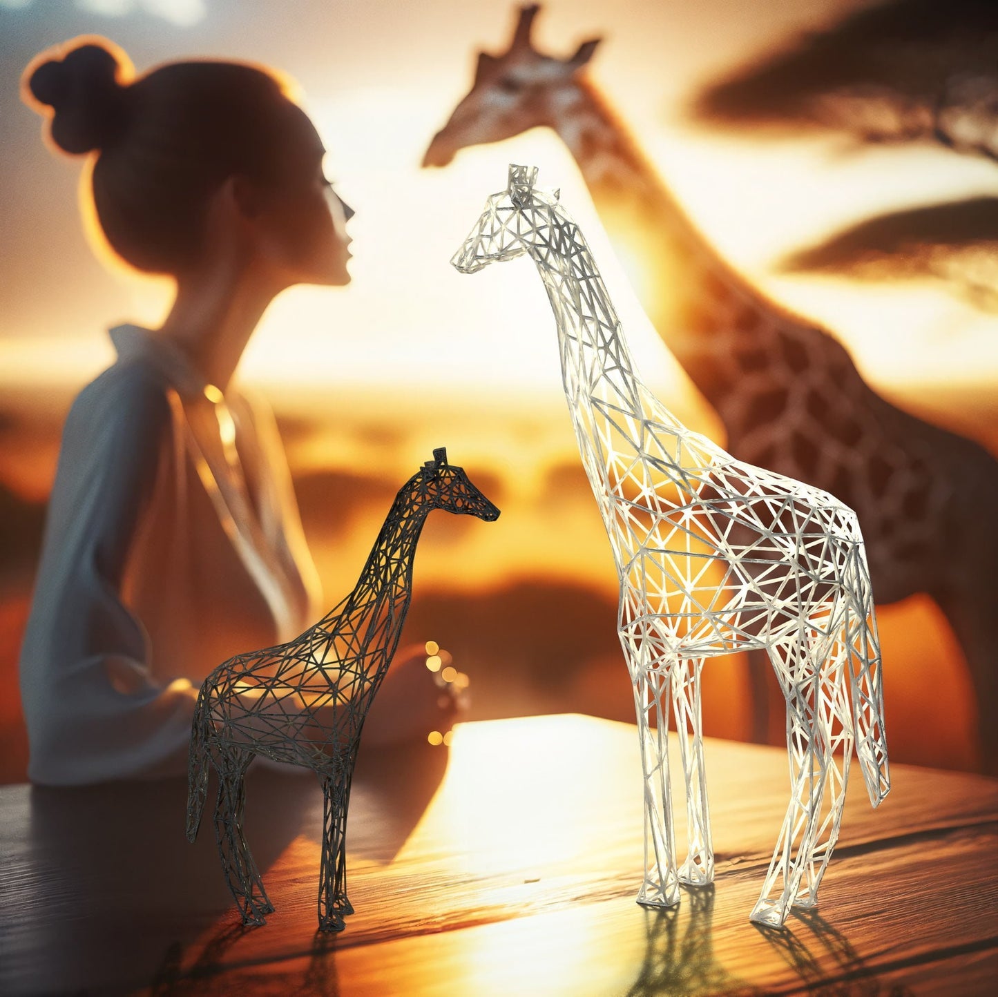 Elegant Giraffe Wireframe Sculpture