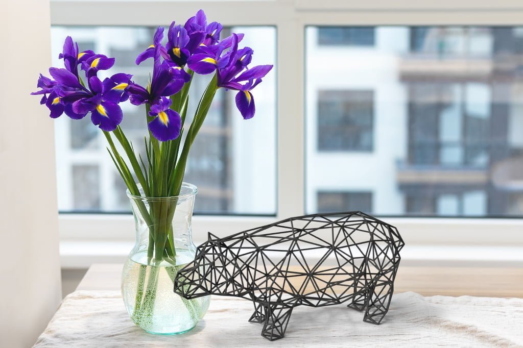 Line Art 3D Hippo Decor Sculpture