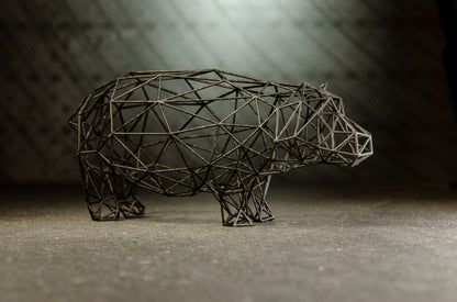 Line Art 3D Nilpferd Dekor Skulptur 