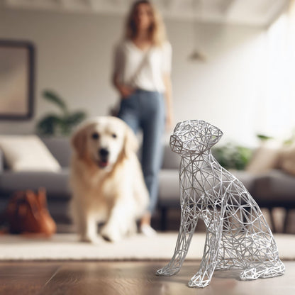 Elegante Labrador-Drahtkunst-Skulptur – Modernes Dekor in Schwarz oder Weiß