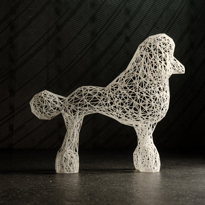 Elegante Pudelskulptur aus Draht – Moderne Hundedekoration für Zuhause und Büro 
