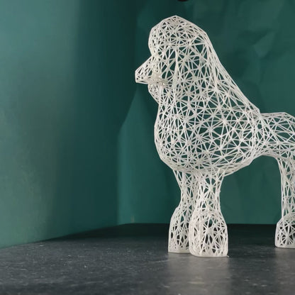 Elegante Pudelskulptur aus Draht – Moderne Hundedekoration für Zuhause und Büro 