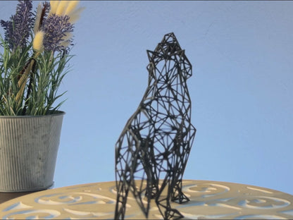 Majestic Modern Wolf Sculpture - 3D Wireframe Resin Art for Home Decor Geometric decor