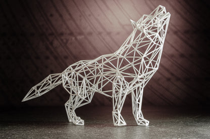 Majestic Modern Wolf Sculpture - 3D Wireframe Resin Art for Home Decor Geometric decor
