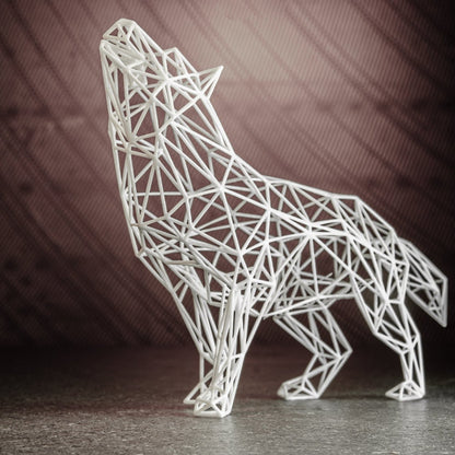 Majestic Modern Wolf Sculpture - 3D Wireframe Resin Art for Home Decor Geometric decor